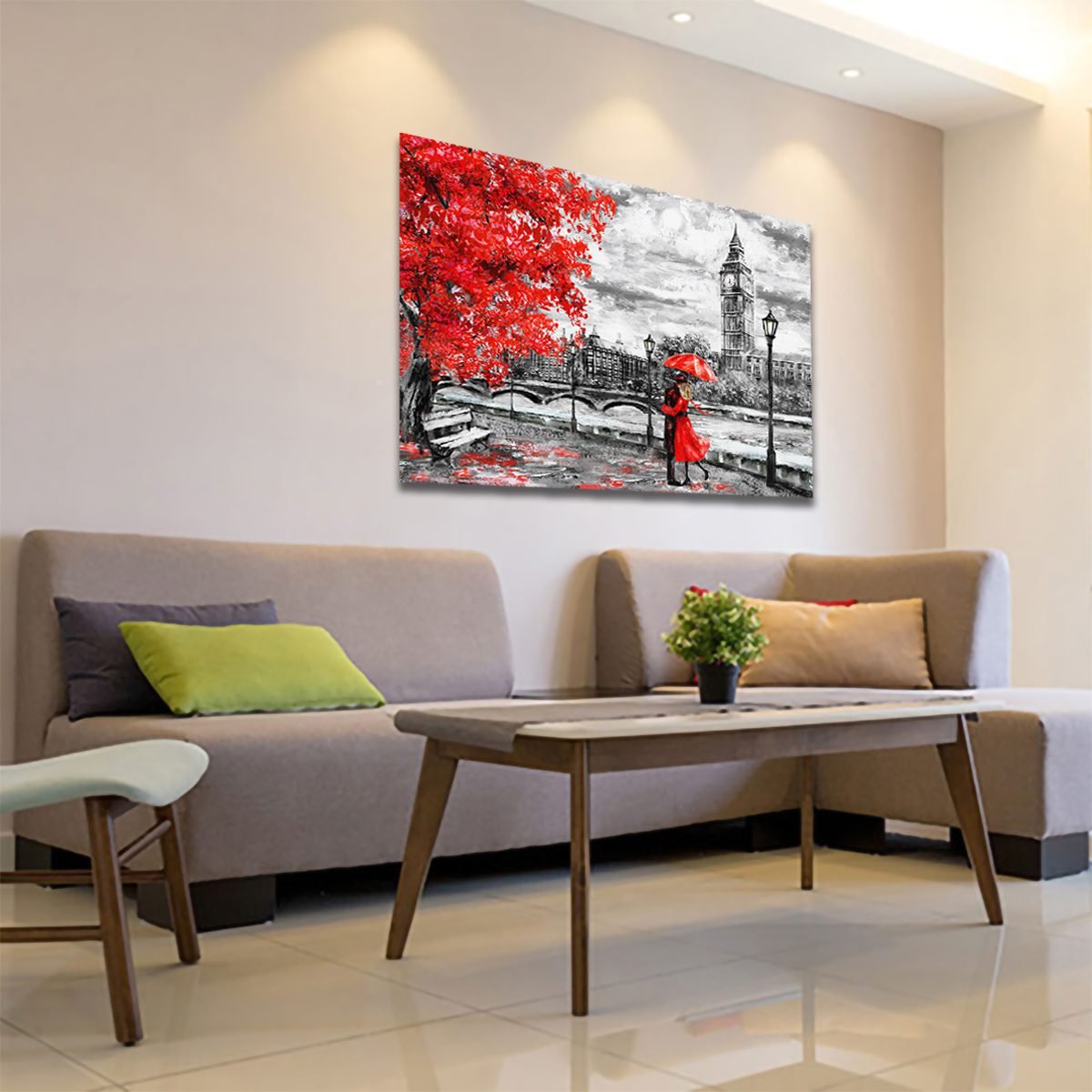 Cuadro Decorativo Pareja Blanco Y Negro Con Vivos Rojos #13 - Imagen 3