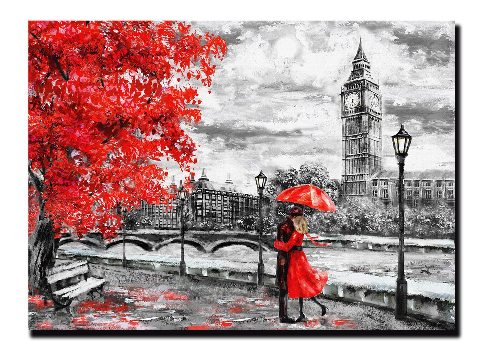 Cuadro Decorativo Pareja Blanco Y Negro Con Vivos Rojos #13 - Imagen 4