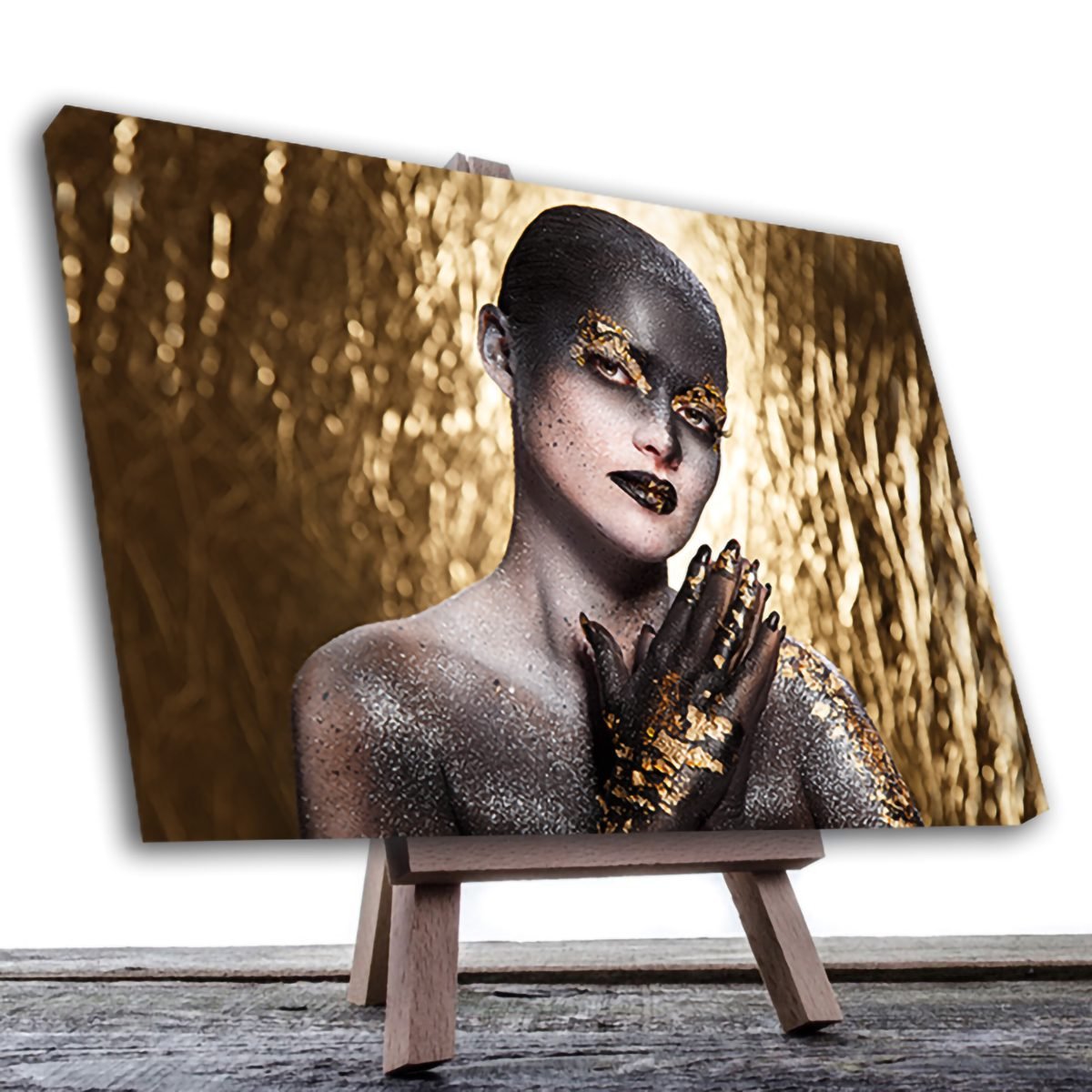 Cuadro Decorativo Mujer en Dorado Moderno # 35