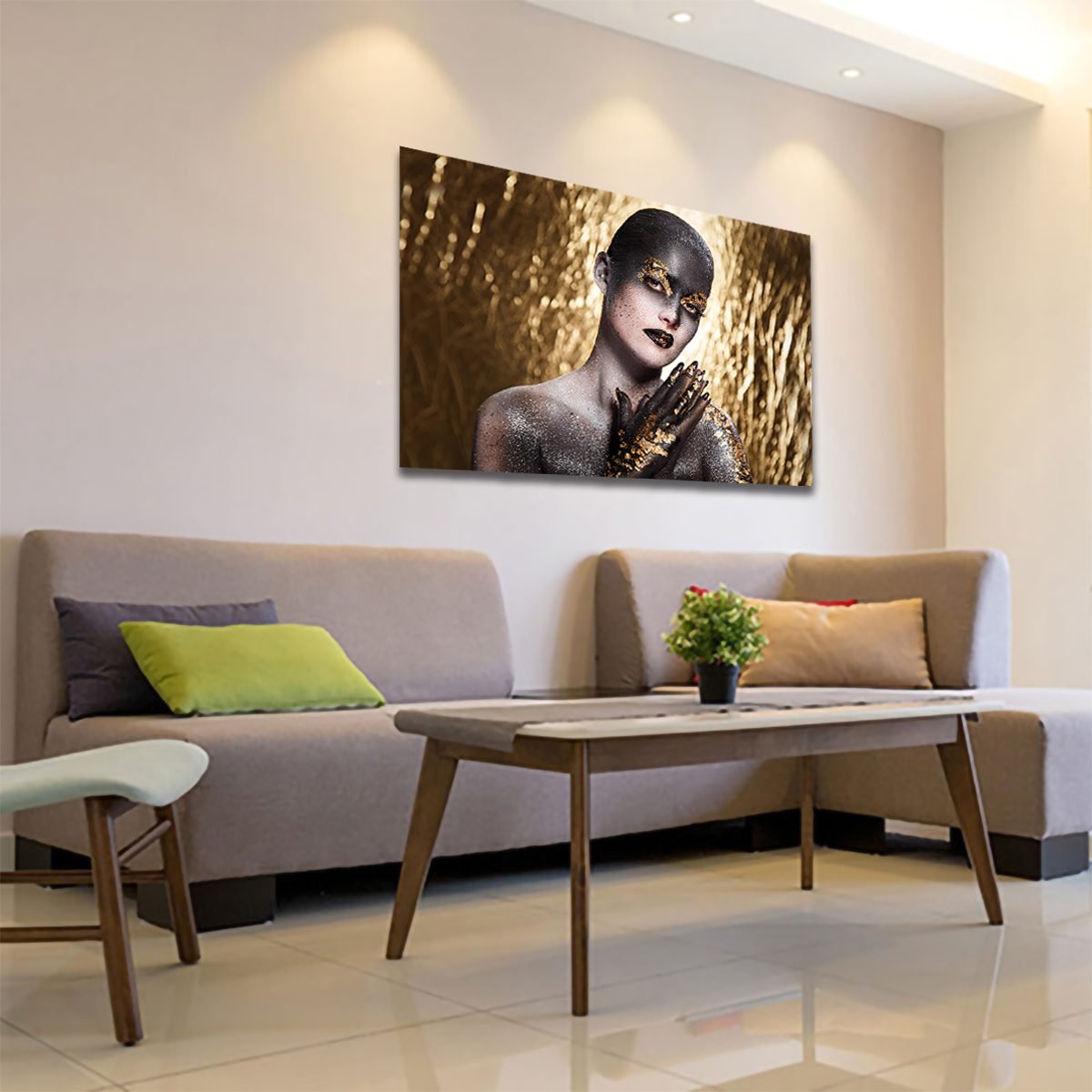 Cuadro Decorativo Mujer en Dorado Moderno # 35 - Imagen 3