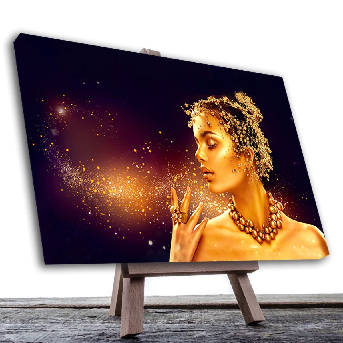 Cuadro Decorativo Mujer en Dorado Moderno # 37