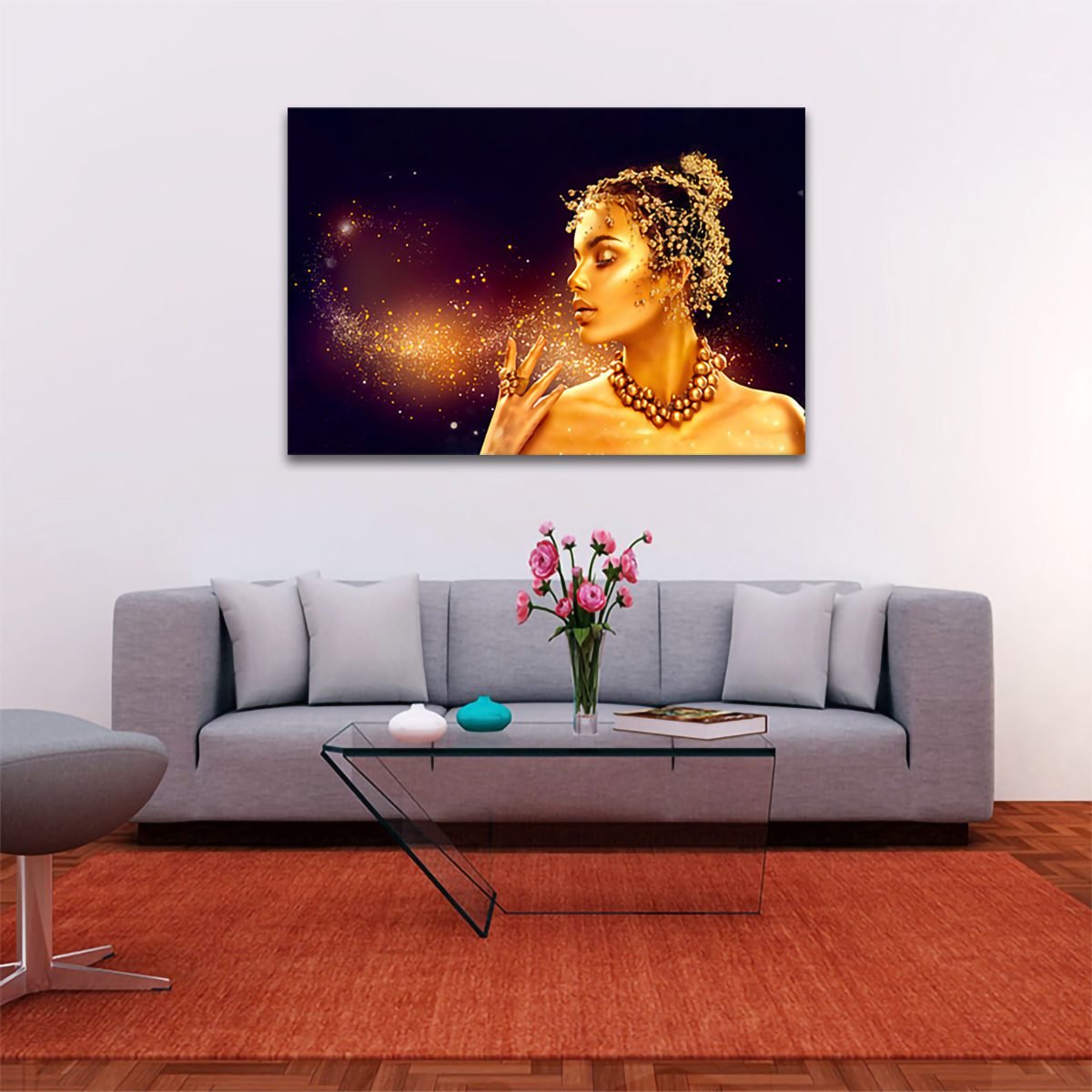 Cuadro Decorativo Mujer en Dorado Moderno # 37 - Imagen 2