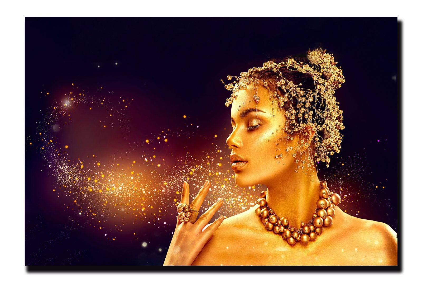 Cuadro Decorativo Mujer en Dorado Moderno # 37 - Imagen 4