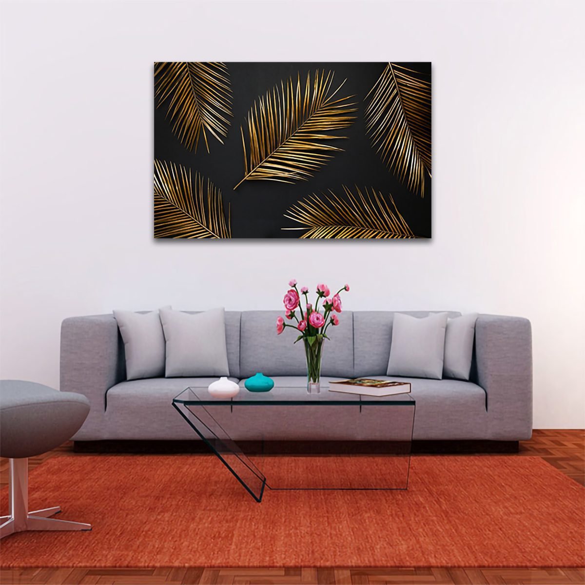 Cuadro Decorativo Hojas Dorados Moderno # 56 - Imagen 2