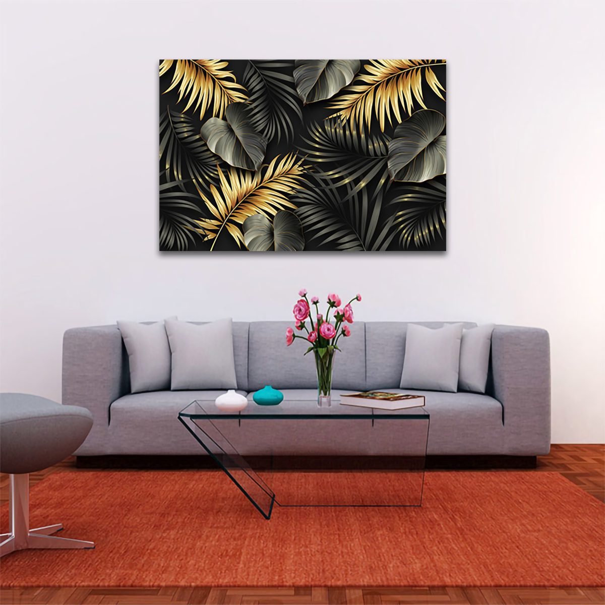 Cuadro Decorativo Hojas Dorados Moderno # 59 - Imagen 2