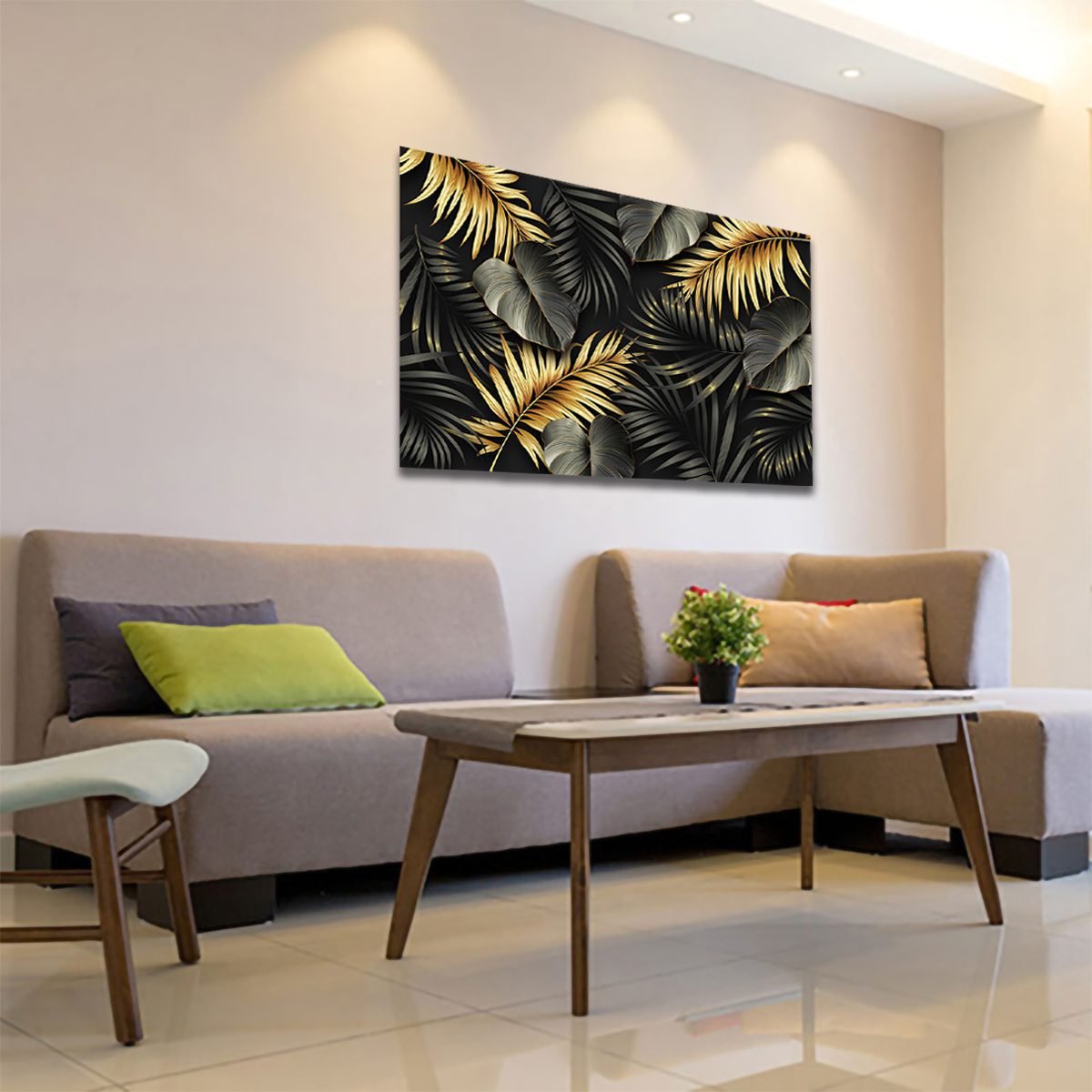 Cuadro Decorativo Hojas Dorados Moderno # 59 - Imagen 3