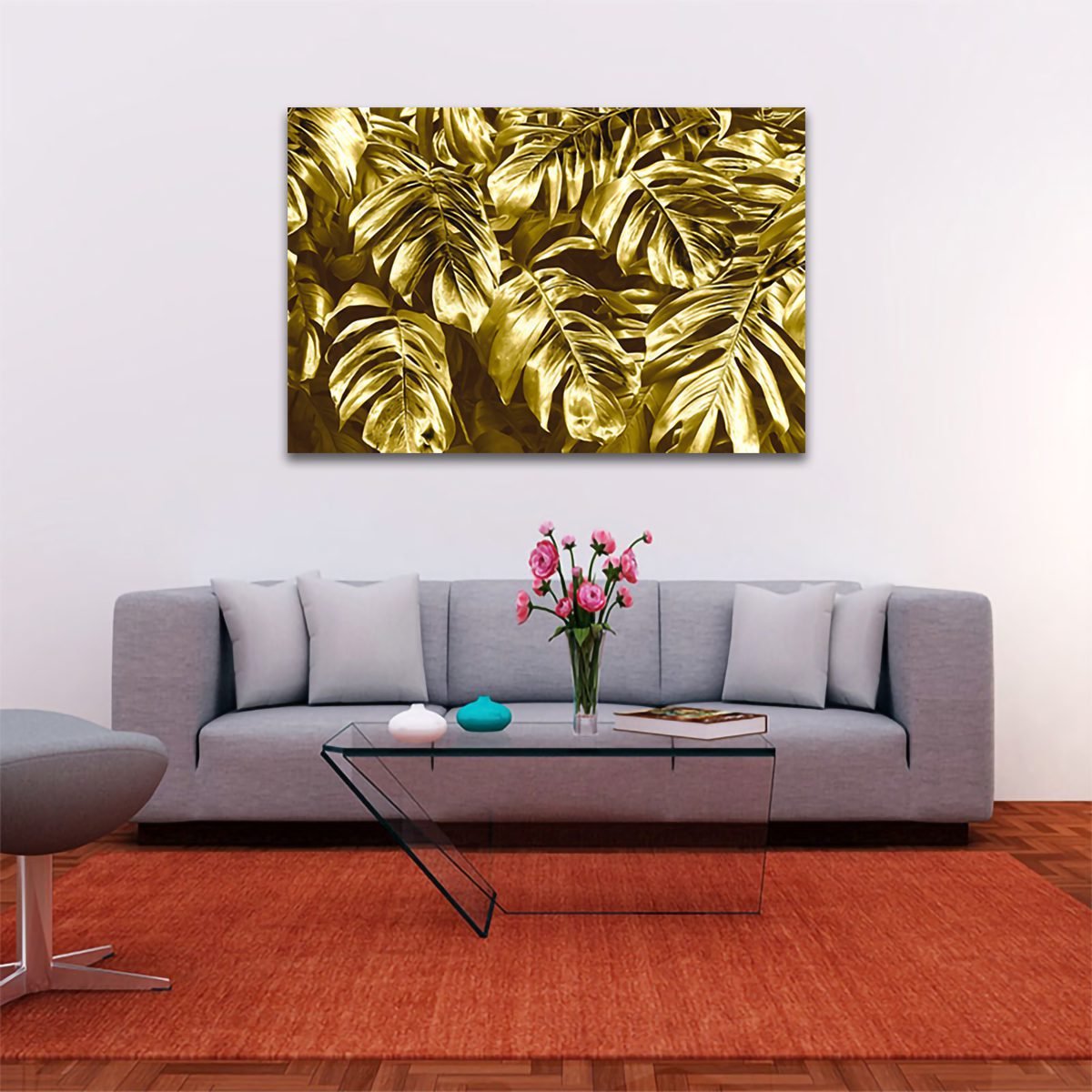 Cuadro Decorativo Hojas Dorados Moderno # 81 - Imagen 2