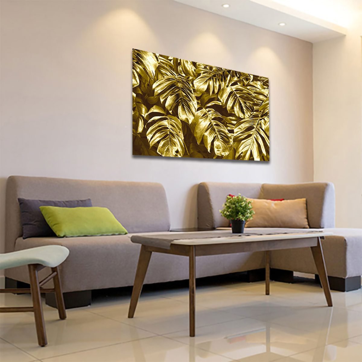 Cuadro Decorativo Hojas Dorados Moderno # 81 - Imagen 3