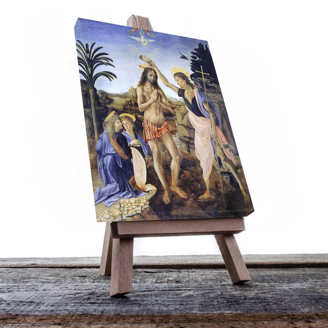 Cuadro Decorativo Canvas Religioso Bautismo de Cristo Verrocchio
