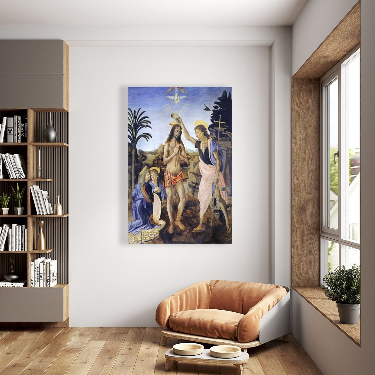 Cuadro Decorativo Canvas Religioso Bautismo de Cristo Verrocchio - Imagen 2