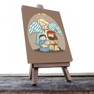 Cuadro Decorativo Canvas Religioso para niños Nacimiento Jesús María y José