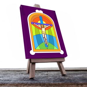 Cuadro Decorativo Canvas Religioso Crucifixión Jesucristo Vitral