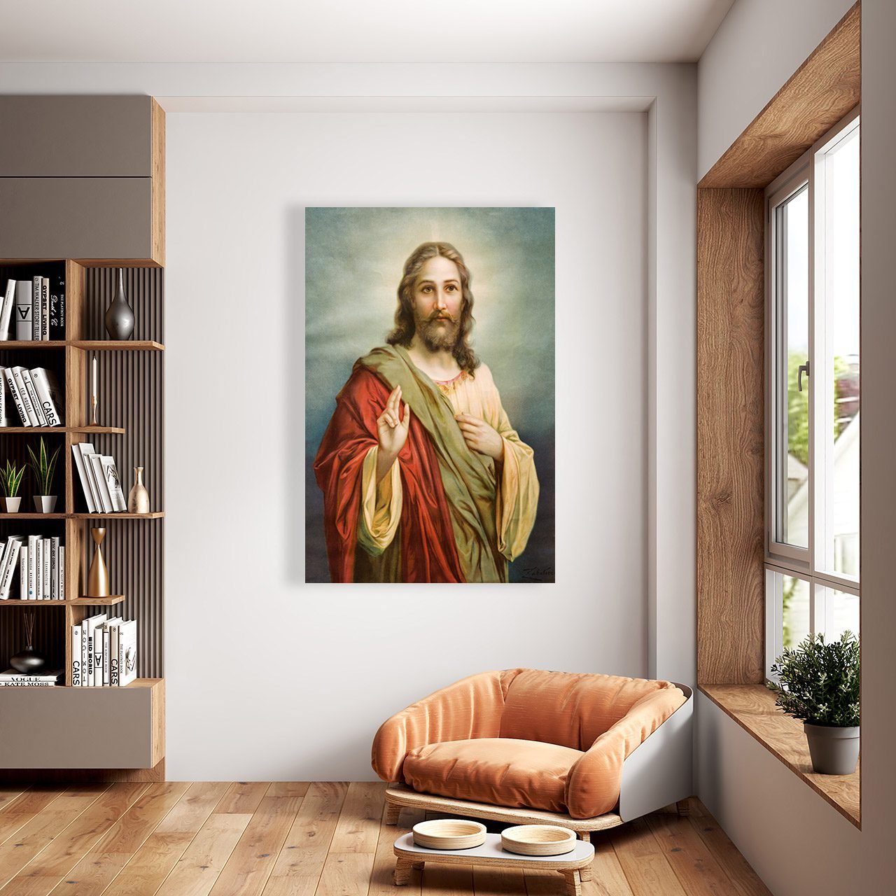 Cuadro Decorativo Canvas Religioso Jesús manto rojo - Imagen 2