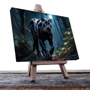 Cuadro Decorativo Canvas Pantera Negra bajo la luna llena 2