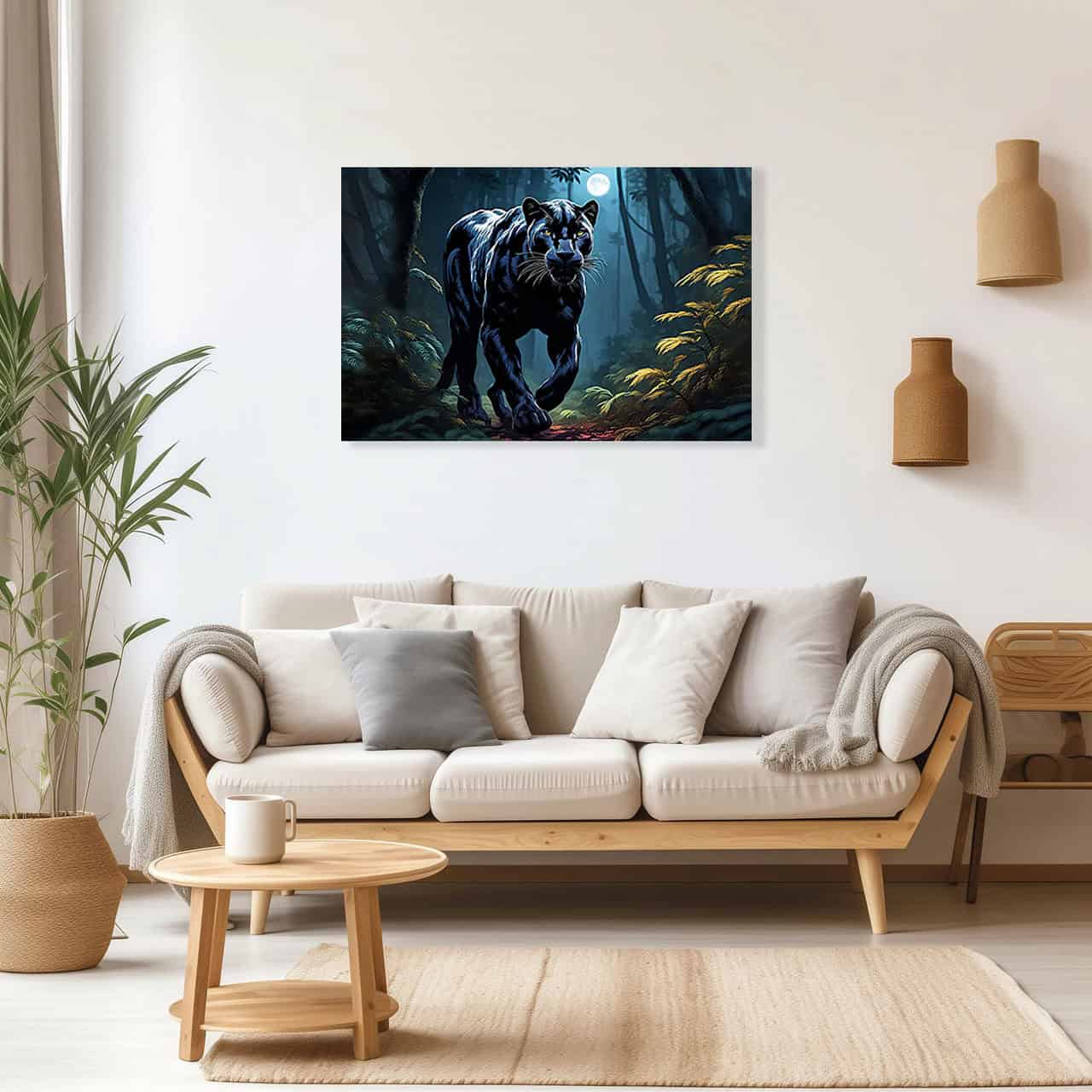 Cuadro Decorativo Canvas Pantera Negra bajo la luna llena 2 - Imagen 3