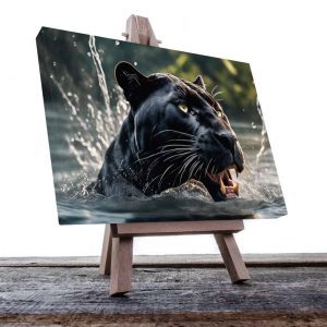 Cuadro Decorativo Canvas Pantera Negra nadando