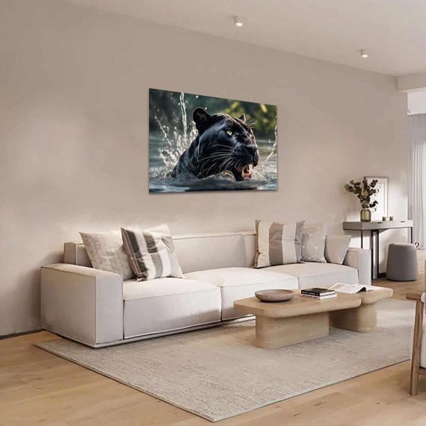 Cuadro Decorativo Canvas Pantera Negra nadando - Imagen 2