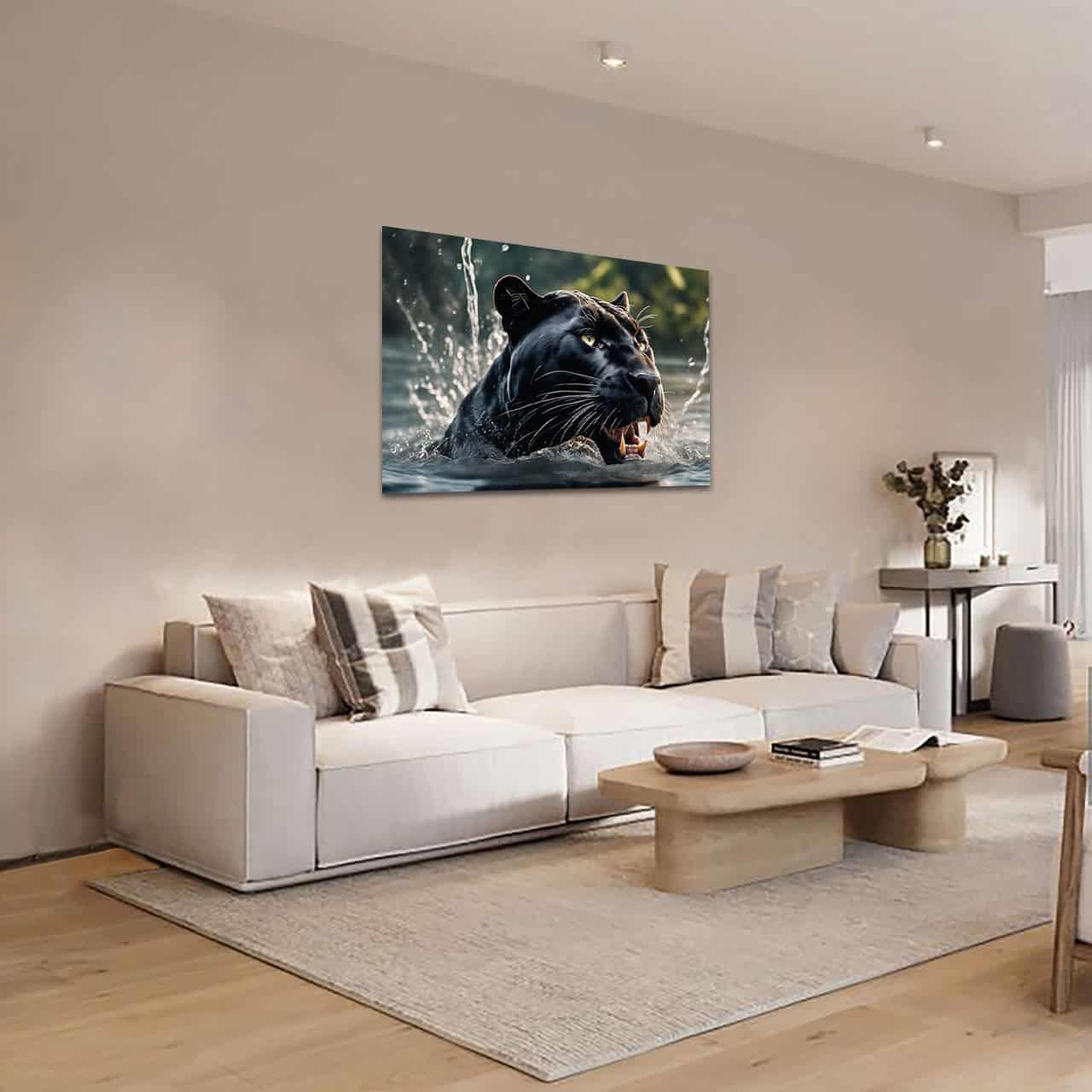 Cuadro Decorativo Canvas Pantera Negra nadando - Imagen 2