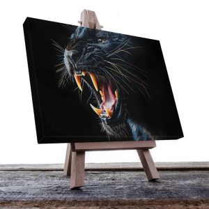 Cuadro Decorativo Canvas Pantera Negra Atacando