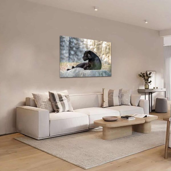 Cuadro Decorativo Canvas Pantera Negra descansando en la montaña - Imagen 2
