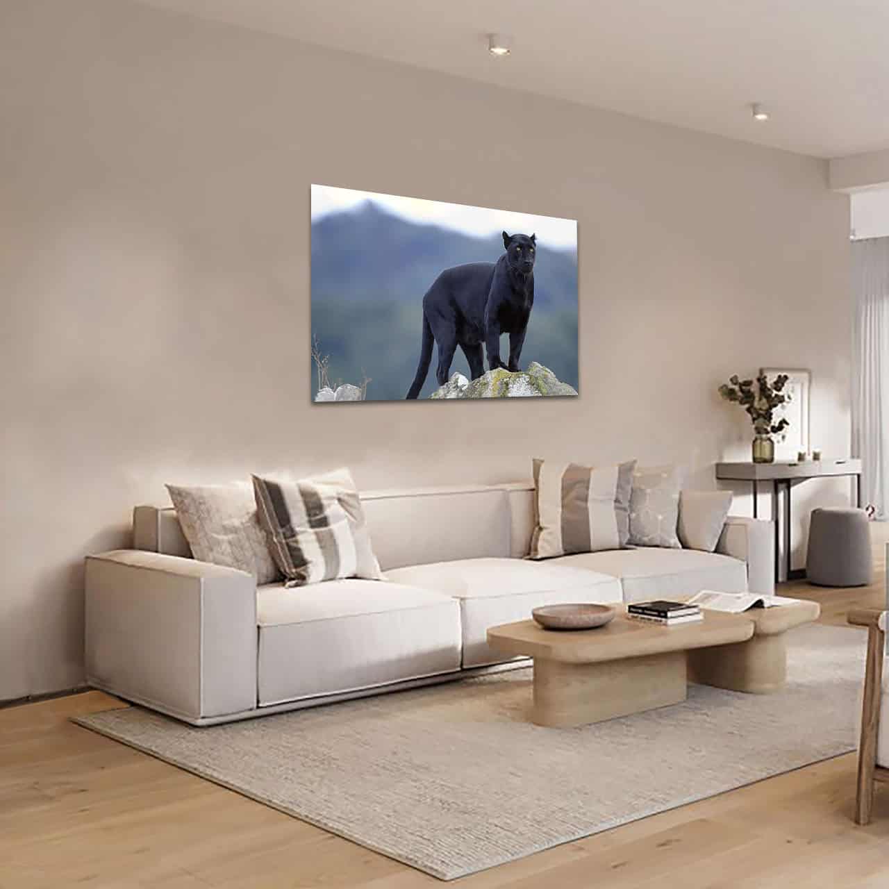 Cuadro Decorativo Canvas Pantera Negra en la cima de la montaña - Imagen 2