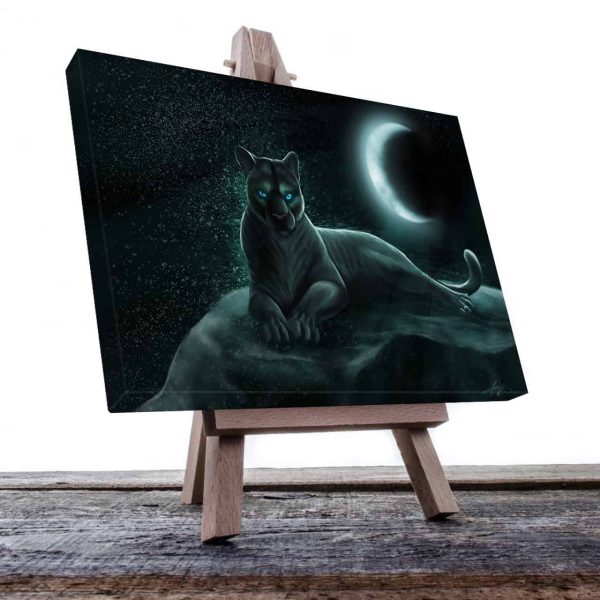 Cuadro Decorativo Canvas Pantera Negra bajo la luna