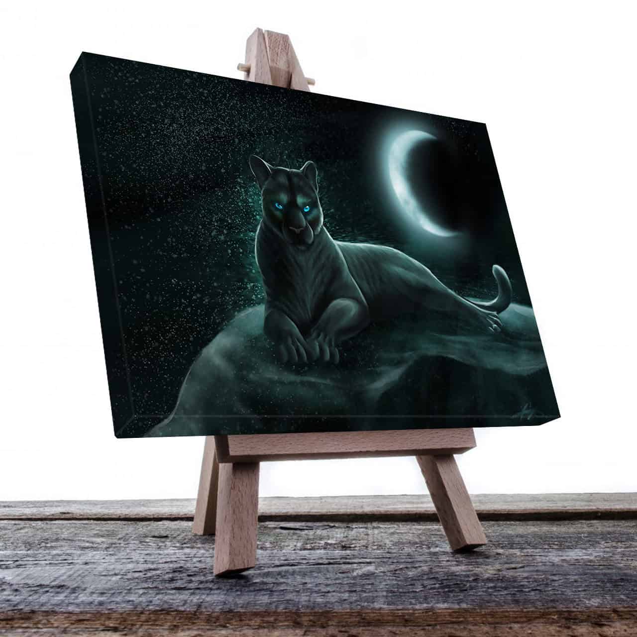 Cuadro Decorativo Canvas Pantera Negra bajo la luna