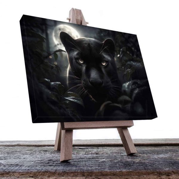 Cuadro Decorativo Canvas Pantera Negra bajo la luna llena
