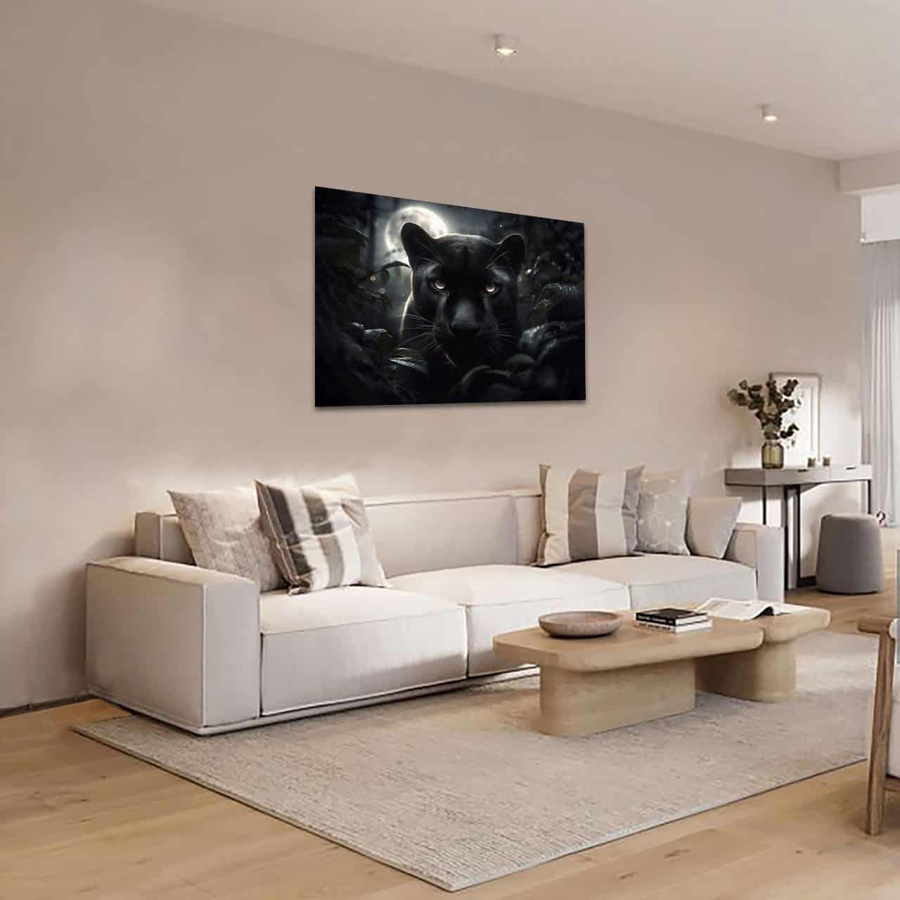 Cuadro Decorativo Canvas Pantera Negra bajo la luna llena - Imagen 2