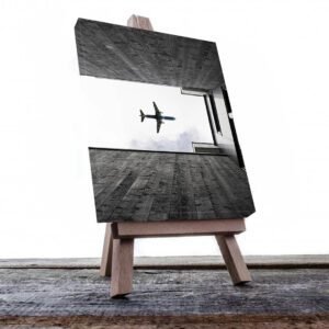 Cuadro Decorativo Avión Tonos Grises