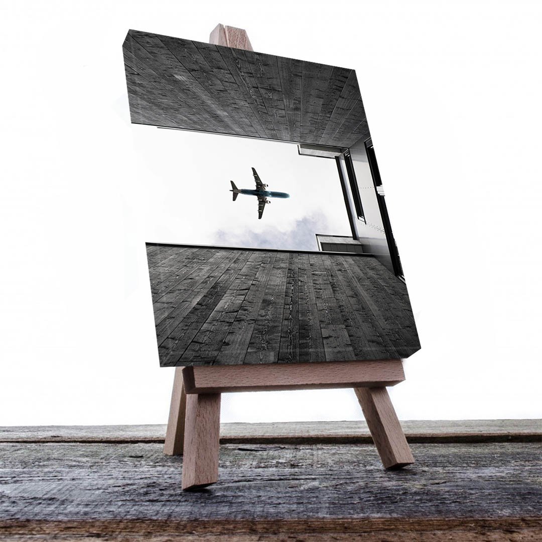 Cuadro Decorativo Avión Tonos Grises