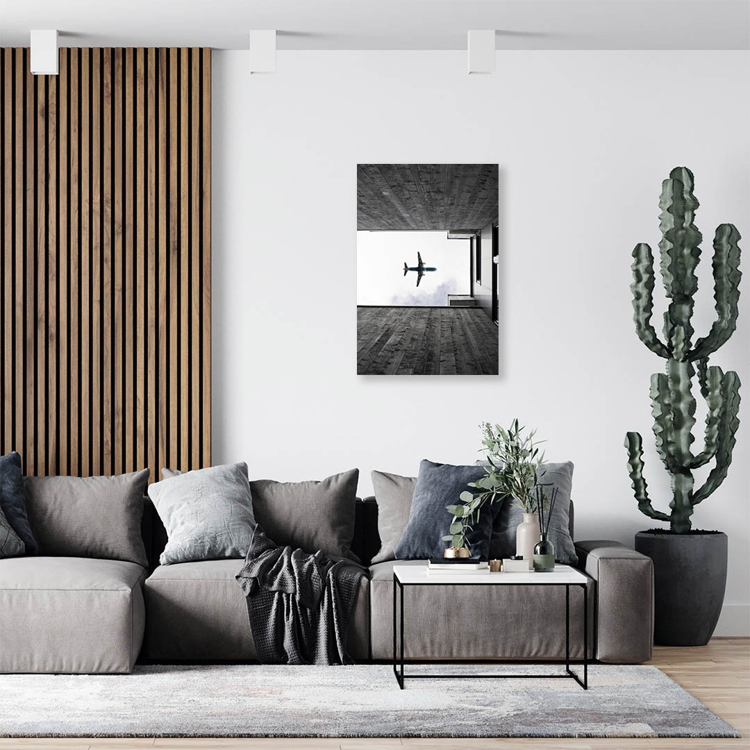 Cuadro Decorativo Avión Tonos Grises - Imagen 3