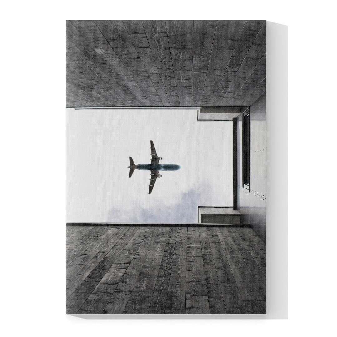 Cuadro Decorativo Avión Tonos Grises - Imagen 4