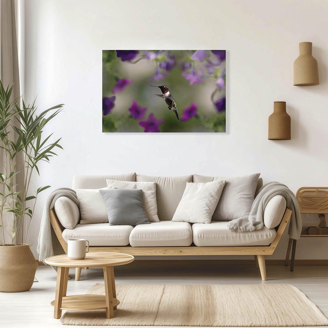 Cuadro decorativo Colibrí con flores moradas #8 - Imagen 2