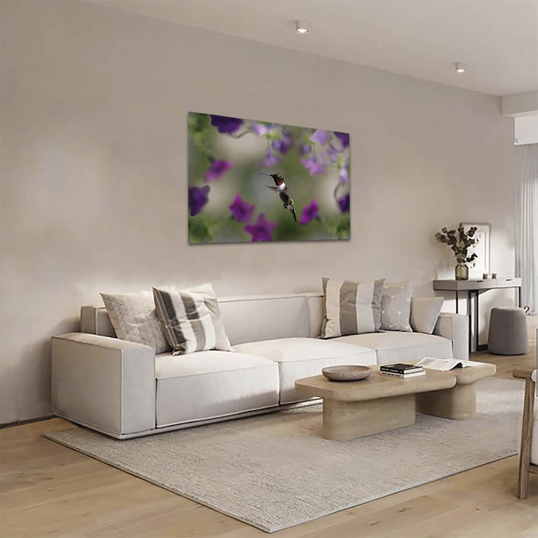 Cuadro decorativo Colibrí con flores moradas #8 - Imagen 3