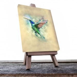 Cuadro Decorativo Colibrí verde con Azul Fondo Artístico #39