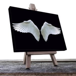 Cuadro Decorativo Holístico Alas blancas Fondo Negro