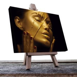 Cuadro Decorativo Rostro de Mujer en Dorado y Negro #123