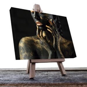 Cuadro Decorativo Rostro de Mujer en Dorado y Negro #127