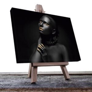 Cuadro Decorativo Rostro de Mujer en Dorado y Negro #129