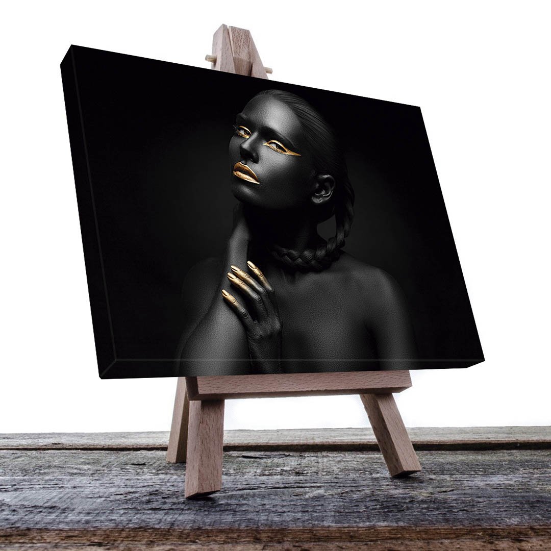 Cuadro Decorativo Rostro de Mujer en Dorado y Negro #129