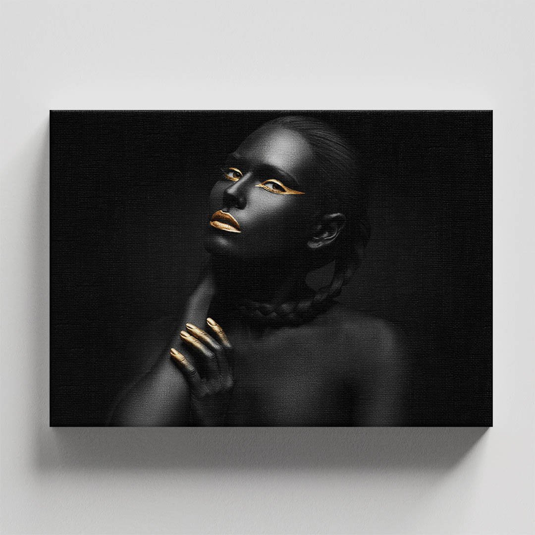 Cuadro Decorativo Rostro de Mujer en Dorado y Negro #129 - Imagen 4