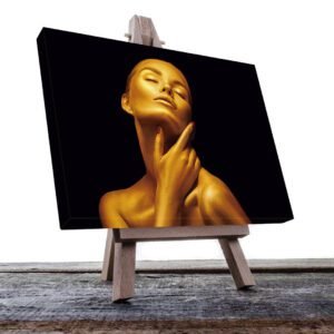 Cuadro Decorativo Rostro de Mujer en Dorado y Negro #130