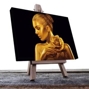 Cuadro Decorativo Rostro de Mujer en Dorado y Negro #131