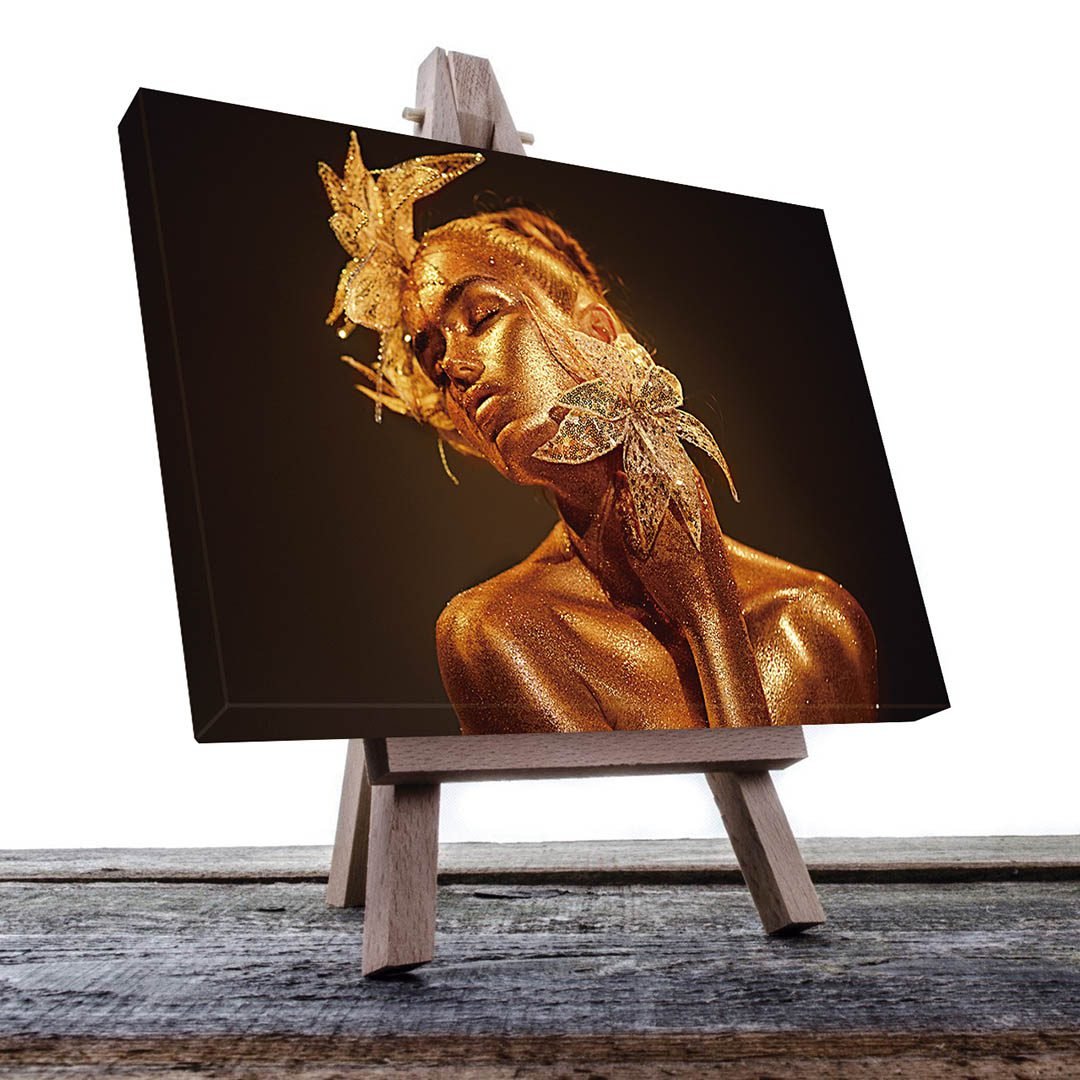 Cuadro Decorativo Rostro de Mujer en Dorado y Negro #132