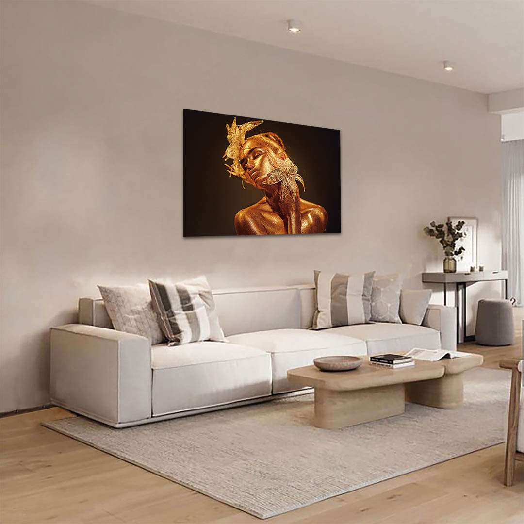 Cuadro Decorativo Rostro de Mujer en Dorado y Negro #132 - Imagen 2