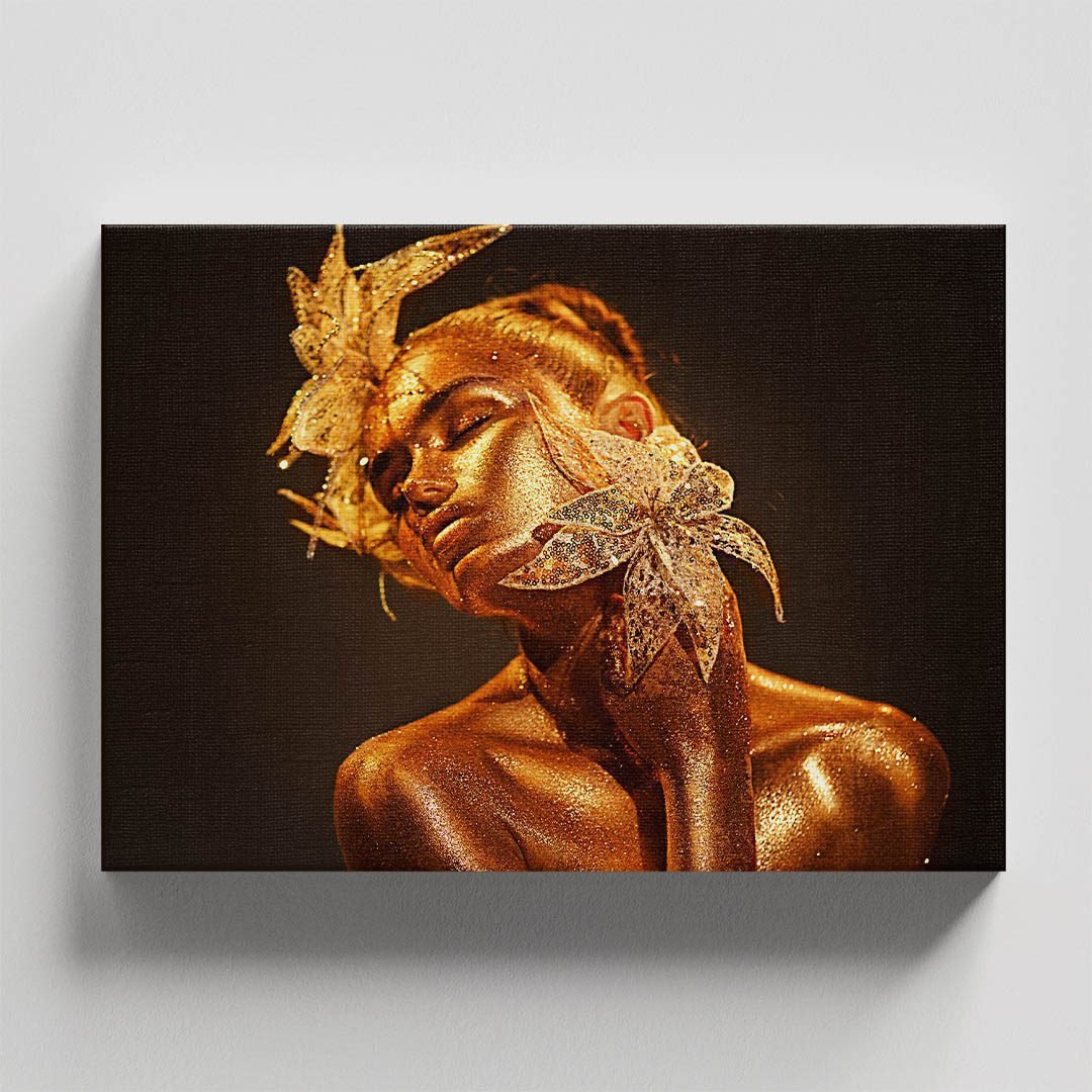 Cuadro Decorativo Rostro de Mujer en Dorado y Negro #132 - Imagen 4