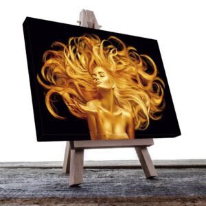 Cuadro Decorativo Rostro de Mujer en Dorado y Negro #133