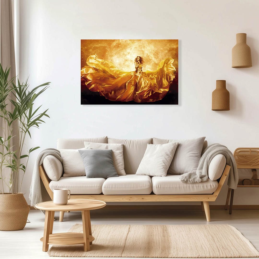 Cuadro Decorativo Rostro de Mujer en Dorado y Negro #134 - Imagen 3