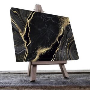 Cuadro Decorativo Moderno estilo mármol en Dorado y Negro